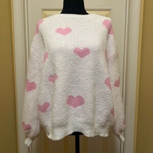 Cozy Pink Heart Sweater